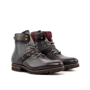 DapperFam Everest in Grey / Dark Brown Men's Italian Leather Hiking Boot in Grey / Dark Brown #color_ Grey / Dark Brown