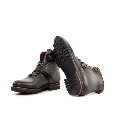 DapperFam Everest in Grey / Dark Brown Men's Italian Leather Hiking Boot in #color_