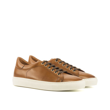 DapperFam Rivale in Med Brown Men's Italian Leather Trainer in Med Brown #color_ Med Brown