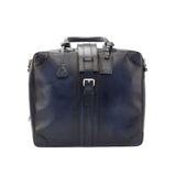 DapperFam Luxe Men's Travel Tote in Navy Painted Calf