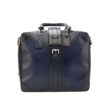 DapperFam Luxe Men's Travel Tote in Navy Painted Calf