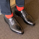 DapperFam Zephyr in Black Men's Italian Leather Longwing Blucher — Style 5024
