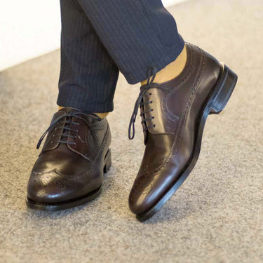 DapperFam Zephyr in Dark Brown Men's Italian Leather Longwing Blucher