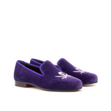 DapperFam Enzo in Purple Men's Velvet & Grossgrain Slipper in Purple