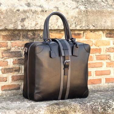 DapperFam Luxe Men's Travel Tote in Grey Painted Full Grain