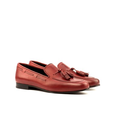DapperFam Enzo in Red Men's Italian Leather Slipper in Red #color_ Red