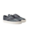 DapperFam Riccardo in Denim Men's Hand-Painted Italian Leather Top Sider in Denim