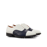DapperFam Rafael Golf in Navy / White Men's Italian Leather Oxford in Navy / White