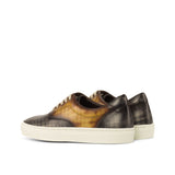 DapperFam Riccardo in Grey / Cognac Men's Hand-Painted Italian Leather Top Sider