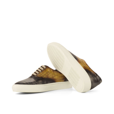 DapperFam Riccardo in Grey / Cognac Men's Hand-Painted Italian Leather Top Sider in