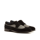 DapperFam Zephyr in Light Grey / Black Men's Flannel & Lux Suede Longwing Blucher in Light Grey / Black