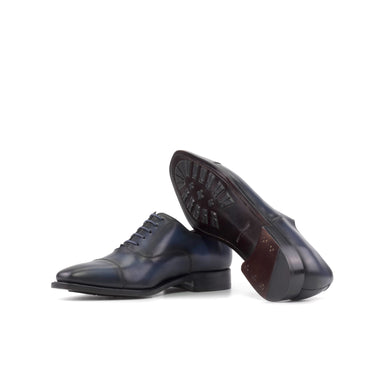 DapperFam Rafael in Navy Men's Hand-Painted Italian Leather Oxford in
