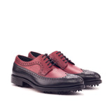 DapperFam Zephyr Golf in Black / Red Men's Italian Leather Longwing Blucher in Black / Red