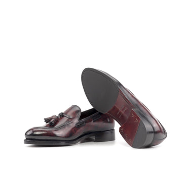 DapperFam Luciano in Burgundy Men's Hand-Painted Patina Loafer in