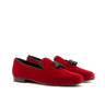 DapperFam Enzo in Red / Black Men's Velvet & Grossgrain Slipper in Red / Black