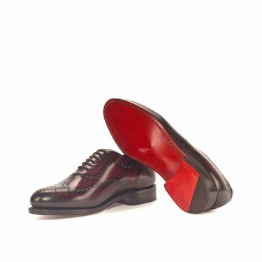 DapperFam Giuliano in Burgundy / Black Men's Italian Leather & Hand-Painted Patina Whole Cut in