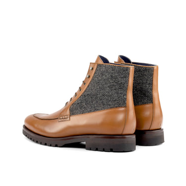 DapperFam Ryker in Herringbone / Med Brown Men's Sartorial & Italian Leather Moc Boot in #color_