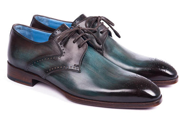 Paul Parkman Men's Medallion Toe Derby Shoes in Turquoise & Brown