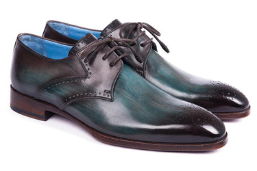 Paul Parkman Men's Medallion Toe Derby Shoes in Turquoise & Brown