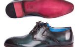 Paul Parkman Men's Medallion Toe Derby Shoes in Turquoise & Brown