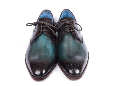 Paul Parkman Men's Medallion Toe Derby Shoes in Turquoise & Brown
