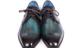 Paul Parkman Men's Medallion Toe Derby Shoes in Turquoise & Brown
