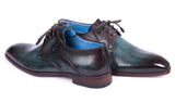 Paul Parkman Men's Medallion Toe Derby Shoes in Turquoise & Brown