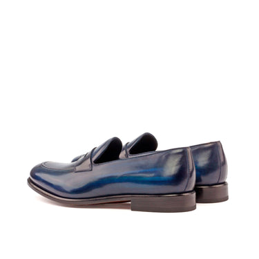 DapperFam Luciano in Denim / Grey Men's Hand-Painted Patina Loafer