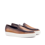 DapperFam King in Brown Men's Hand-Painted Italian Leather Belgian Sneaker
