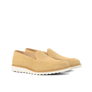 DapperFam Luciano in Sand / Cognac Men's Lux Suede & Italian Leather Loafer in Sand / Cognac