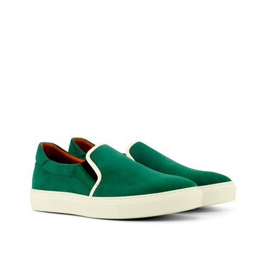DapperFam Versado in Forest Men's Italian Suede Slip On in Forest #color_ Forest