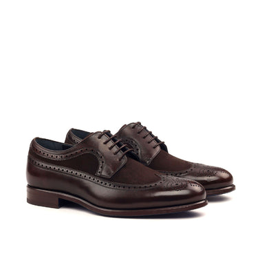 DapperFam Zephyr in Dark Brown / Brown Men's Italian Leather & Italian Suede Longwing Blucher in Dark Brown / Brown
