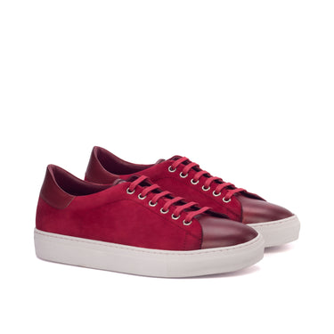 DapperFam Rivale in Red Men's Italian Suede Trainer in Red #color_ Red