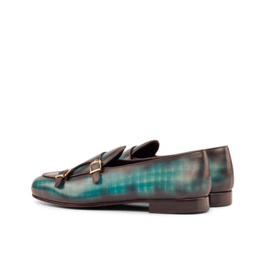 DapperFam Rialto in Turquoise Men's Hand-Painted Patina Monk Slipper