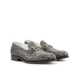 DapperFam Luciano in Grey / Black / White Men's Italian Leather Loafer in Grey / Black / White