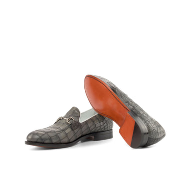 DapperFam Luciano in Grey / Black / White Men's Italian Leather Loafer in #color_