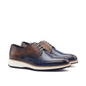 DapperFam Vero in Denim / Cognac Men's Hand-Painted Patina Derby in Denim / Cognac