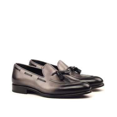DapperFam Luciano in Grey / Black Men's Italian Leather Loafer in Grey / Black