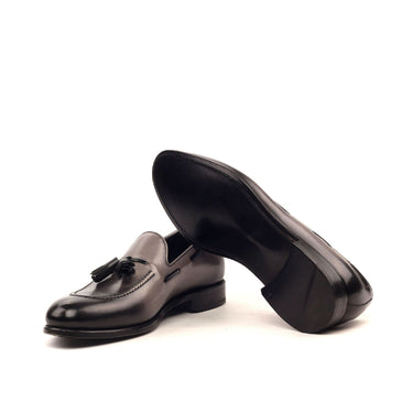 DapperFam Luciano in Grey / Black Men's Italian Leather Loafer in #color_