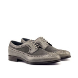DapperFam Zephyr in Grey Men's Lux Suede & Italian Full Grain Leather Longwing Blucher in Grey