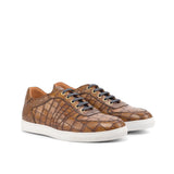 DapperFam Rivale in Med Brown Men's Italian Croco Embossed Leather Trainer