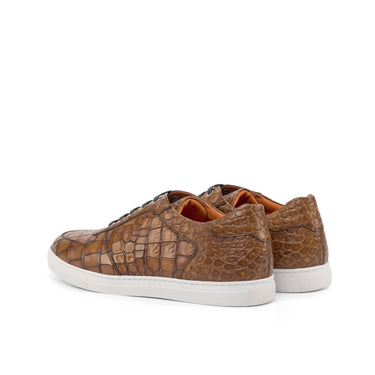 DapperFam Rivale in Med Brown Men's Italian Croco Embossed Leather Trainer