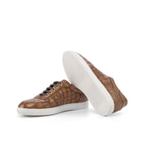 DapperFam Rivale in Med Brown Men's Italian Croco Embossed Leather Trainer