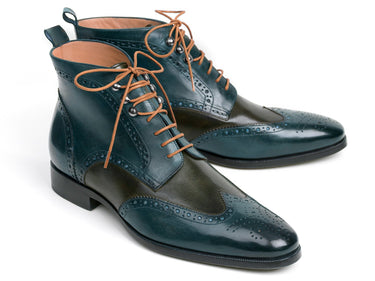 Paul Parkman Wingtip Ankle Boots in Dual Tone Green & Blue