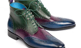 Paul Parkman Men's Wingtip Ankle Boots in Blue, Purple & Green