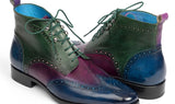 Paul Parkman Men's Wingtip Ankle Boots in Blue, Purple & Green