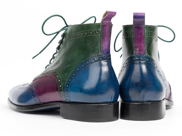 Paul Parkman Men's Wingtip Ankle Boots in Blue, Purple & Green