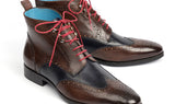 Paul Parkman Men's Wingtip Ankle Boots in Brown & Blue