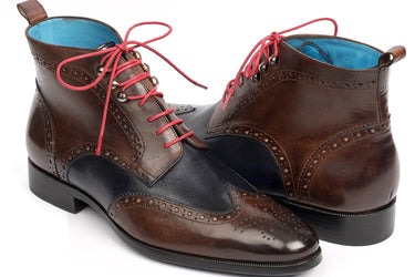 Paul Parkman Men's Wingtip Ankle Boots in Brown & Blue