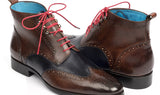 Paul Parkman Men's Wingtip Ankle Boots in Brown & Blue